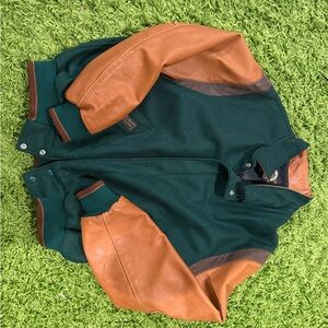 Classic Green and Tan Bomber Jacket